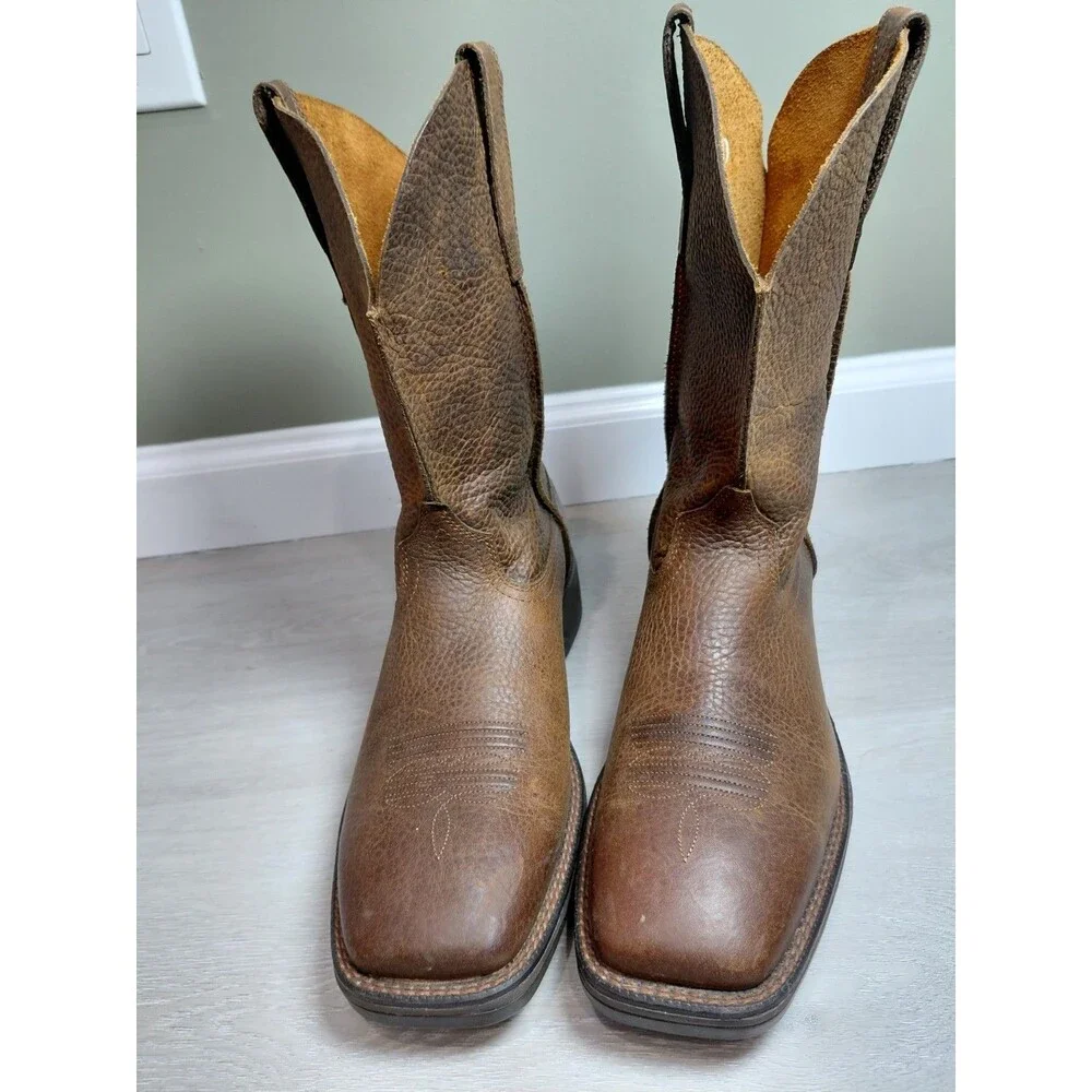 Ariat Rambler Western Boot Men Size 10D Brown Leather Square Toe